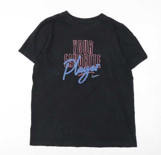 Nike Boys Black XL Graphic T-Shirt Crew Neck Short Sleeve Sports Tee