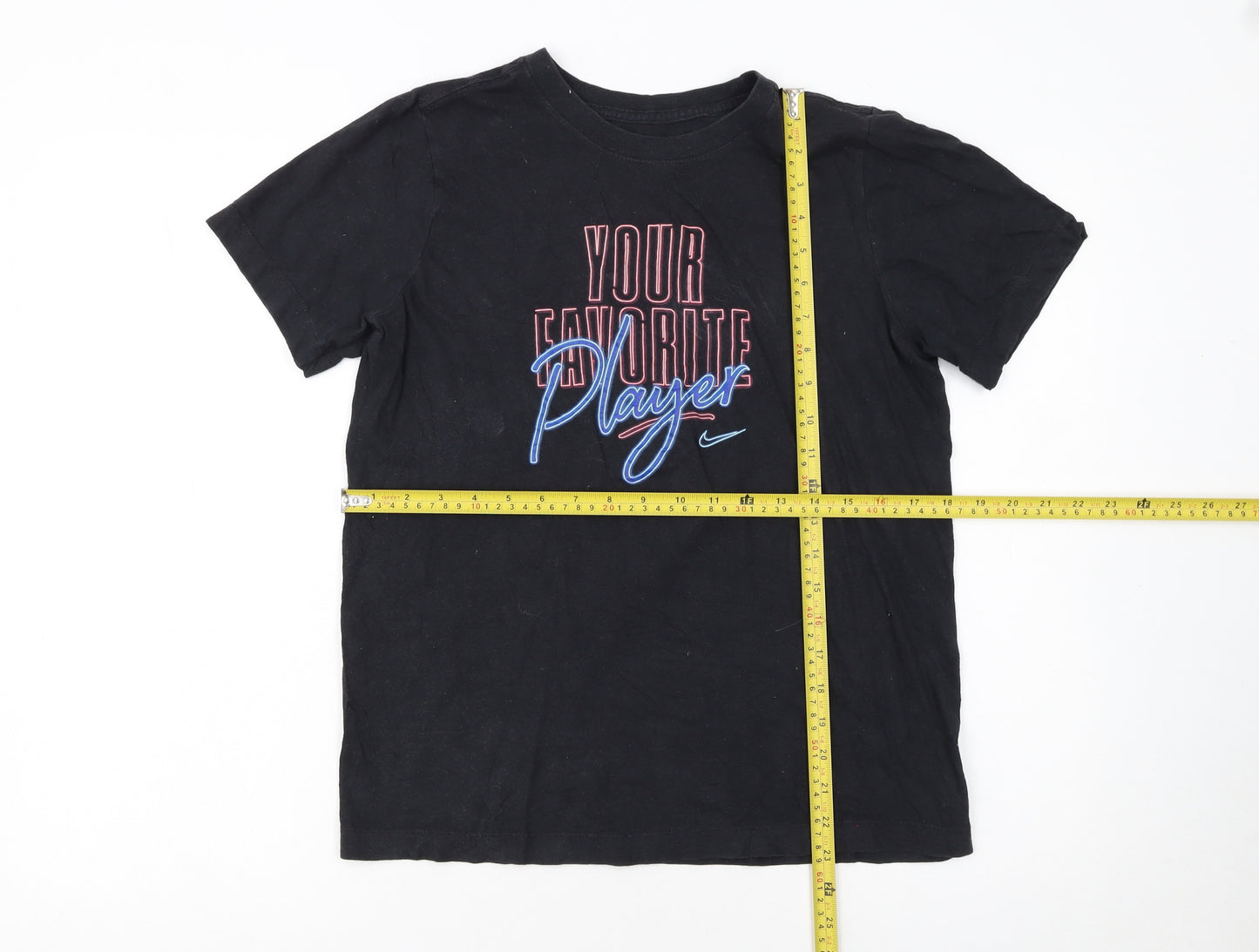 Nike Boys Black XL Graphic T-Shirt Crew Neck Short Sleeve Sports Tee