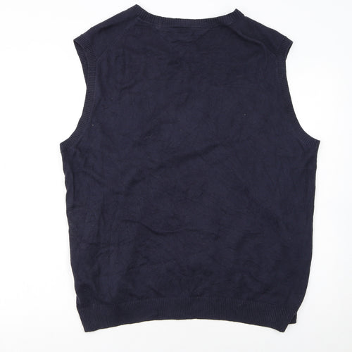 Tommy Hilfiger Men's Blue Cotton Cashmere V-Neck Vest 2XL