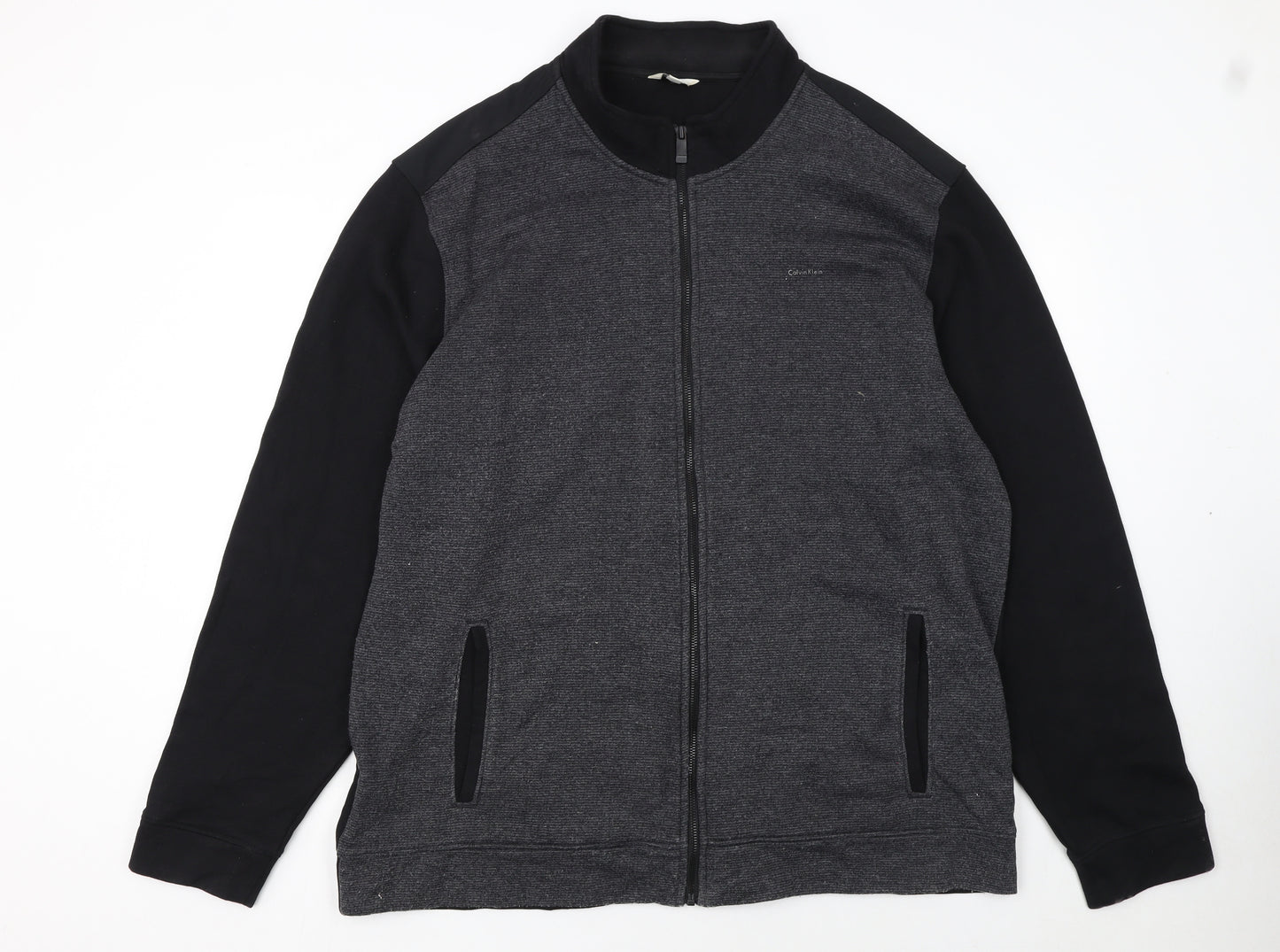Calvin Klein Men's Black 2XL Track Jacket Full Zip Cotton Blend
