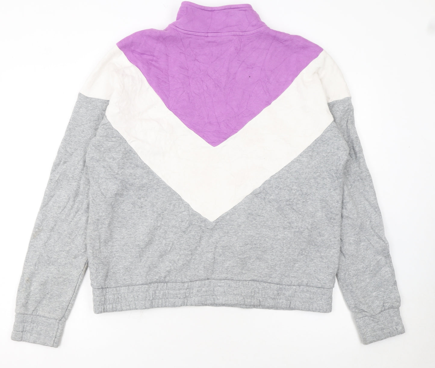 FILA Womens Grey Purple Colourblock 1/4 Zip Sweatshirt XL