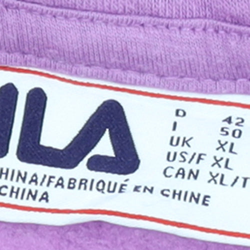 FILA Womens Grey Purple Colourblock 1/4 Zip Sweatshirt XL