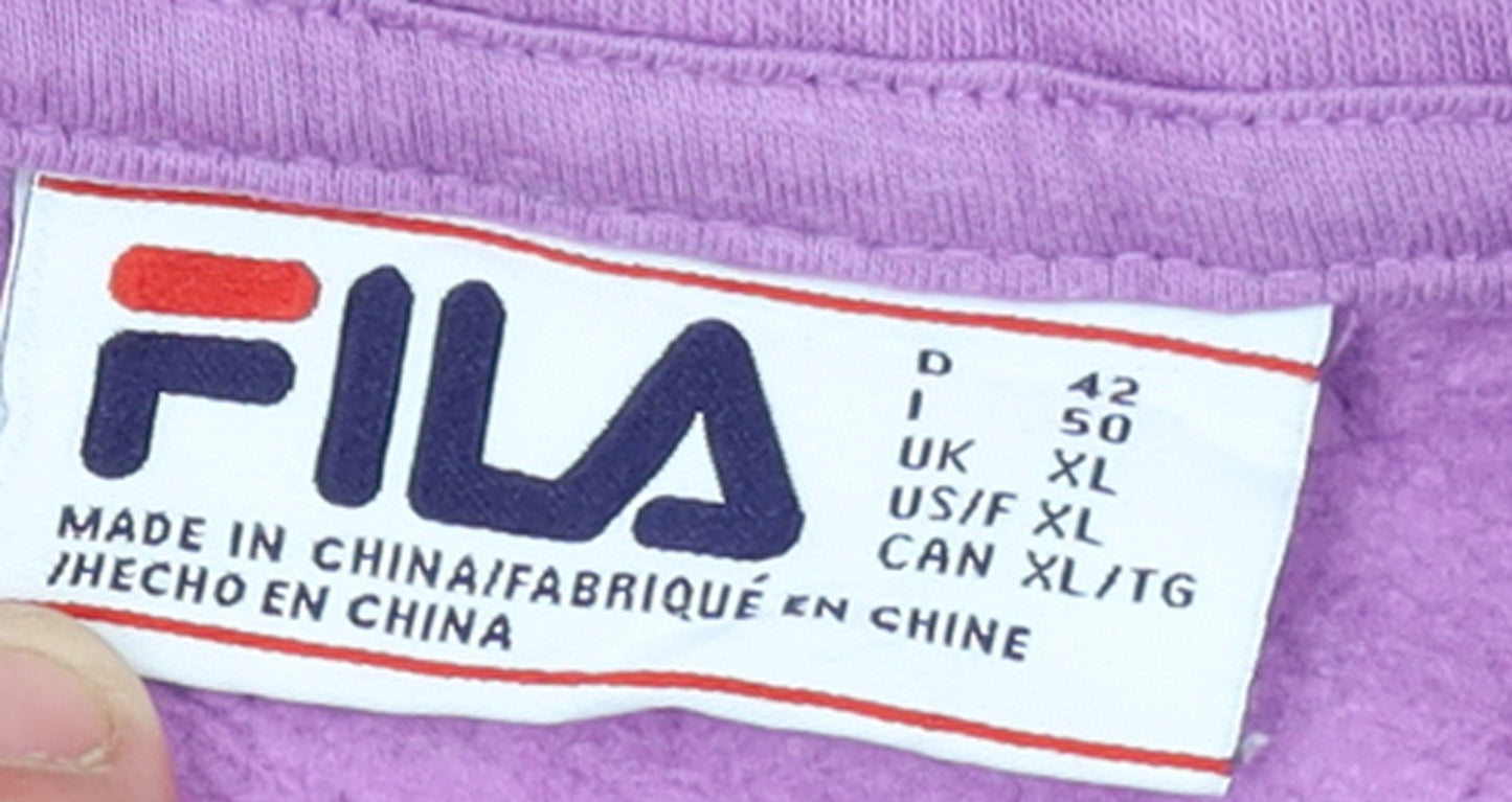FILA Womens Grey Purple Colourblock 1/4 Zip Sweatshirt XL