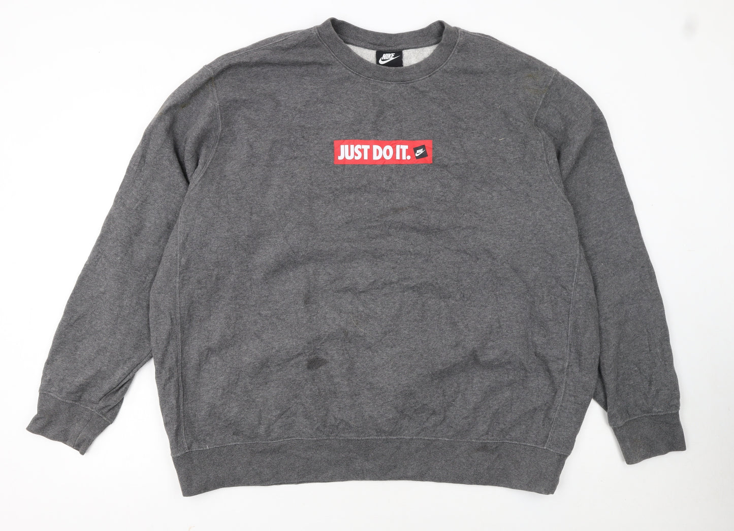 Nike Men's Grey 2XL Pullover Sweatshirt Just Do It Logo Sportswear
