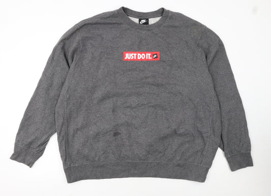 Nike Men's Grey 2XL Pullover Sweatshirt Just Do It Logo Sportswear