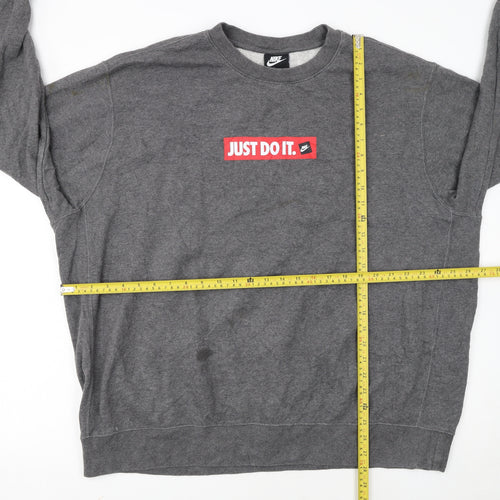 Nike Men's Grey 2XL Pullover Sweatshirt Just Do It Logo Sportswear
