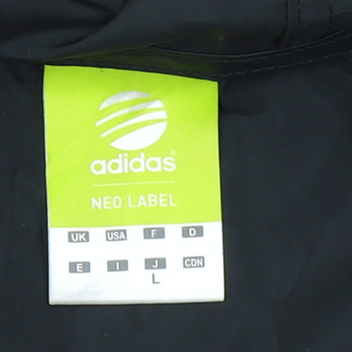 Adidas Girls Black Windbreaker Activewear Jacket L Hooded Zip Lightweight