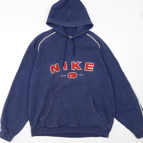 Nike Men's Blue Pullover Hoodie L Fleece Vintage Sportswear