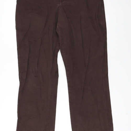 Lee Women Brown Sinfully Soft Cotton Blend Chino Trousers Size 12 Short