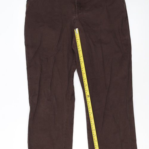 Lee Women Brown Sinfully Soft Cotton Blend Chino Trousers Size 12 Short