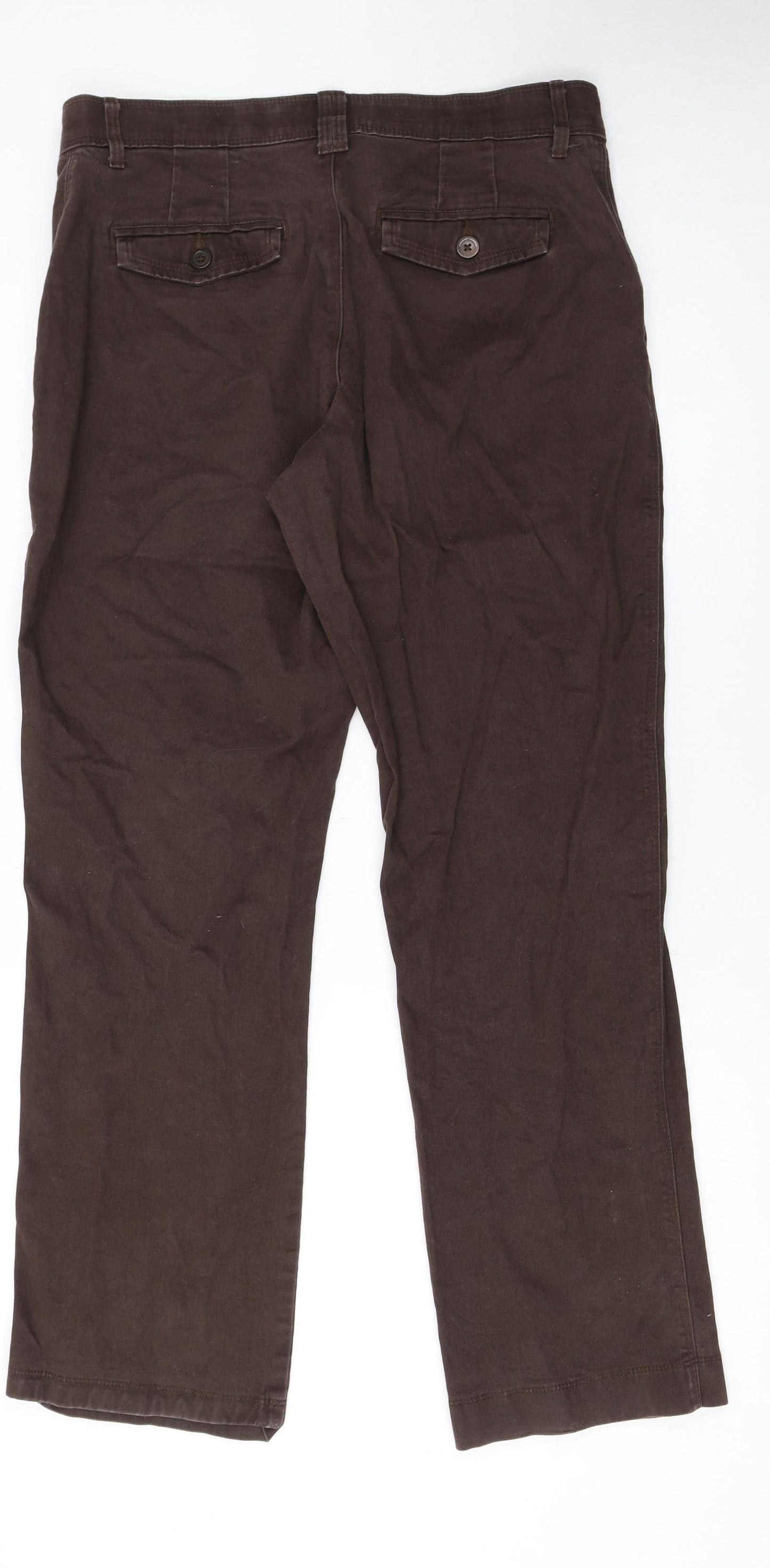 Lee Women Brown Sinfully Soft Cotton Blend Chino Trousers Size 12 Short