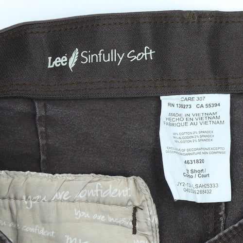 Lee Women Brown Sinfully Soft Cotton Blend Chino Trousers Size 12 Short
