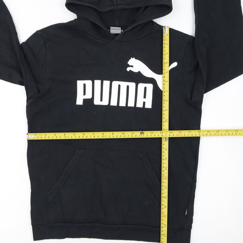 Puma Boys Black Pullover Hoodie 13-14 Years Logo Graphic Fleece Sweatshirt