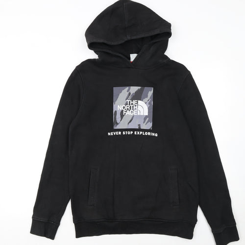 The North Face Boys Black L Pullover Fleece Hoodie Graphic Print