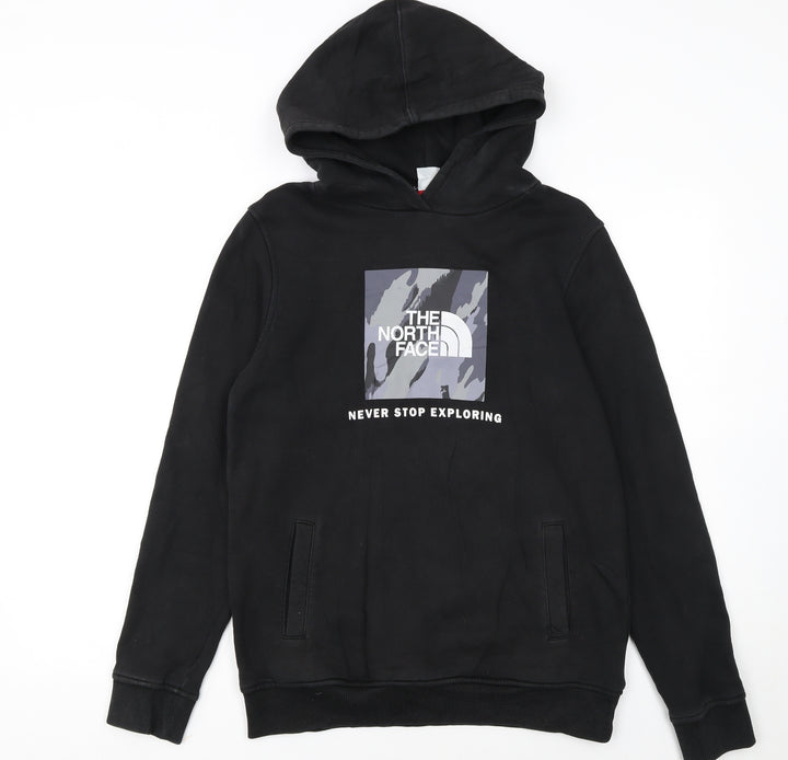 The North Face Boys Black L Pullover Fleece Hoodie Graphic Print