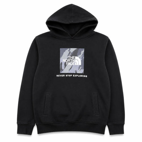 The North Face Boys Black L Pullover Fleece Hoodie Graphic Print