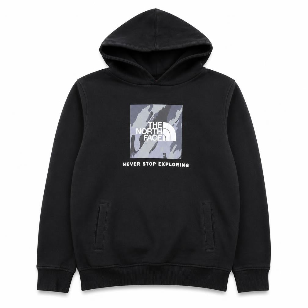 The North Face Boys Black L Pullover Fleece Hoodie Graphic Print