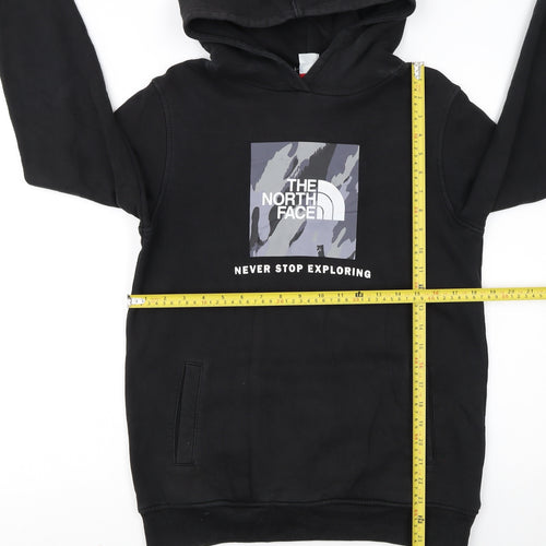 The North Face Boys Black L Pullover Fleece Hoodie Graphic Print
