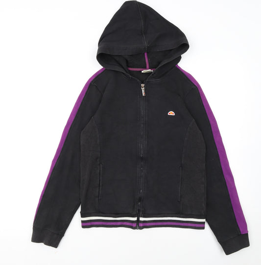 Ellesse Women Black & Purple Full Zip Hoodie Size 10 S