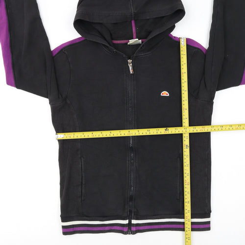 Ellesse Women Black & Purple Full Zip Hoodie Size 10 S