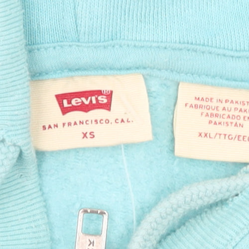 Levi's Women Blue Full Zip Hoodie XS Cotton Casual