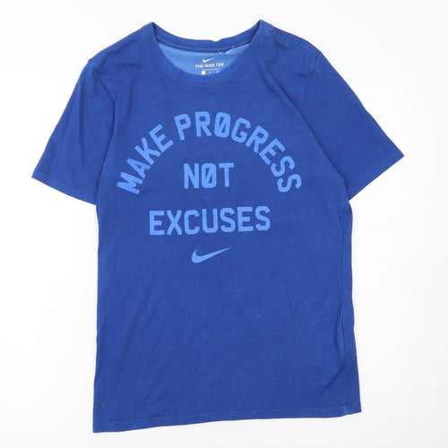 Nike Men's Blue Dri-Fit Athletic Fit Motivational Sports T-Shirt Size S