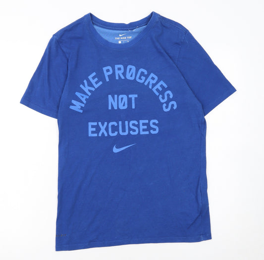 Nike Men's Blue Dri-Fit Athletic Fit Motivational Sports T-Shirt Size S