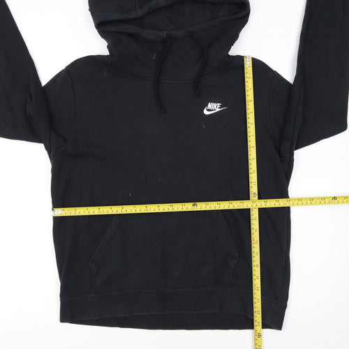 Nike Women Black Pullover Hoodie M Logo Casual Hooded Sweatshirt