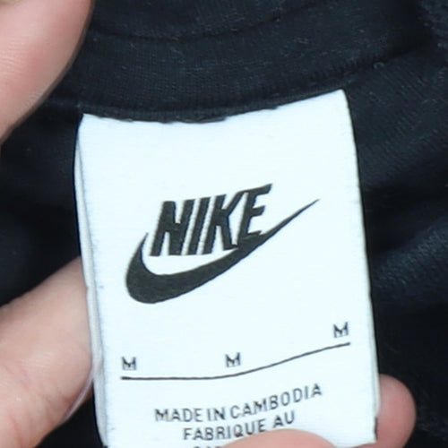 Nike Women Black Pullover Hoodie M Logo Casual Hooded Sweatshirt