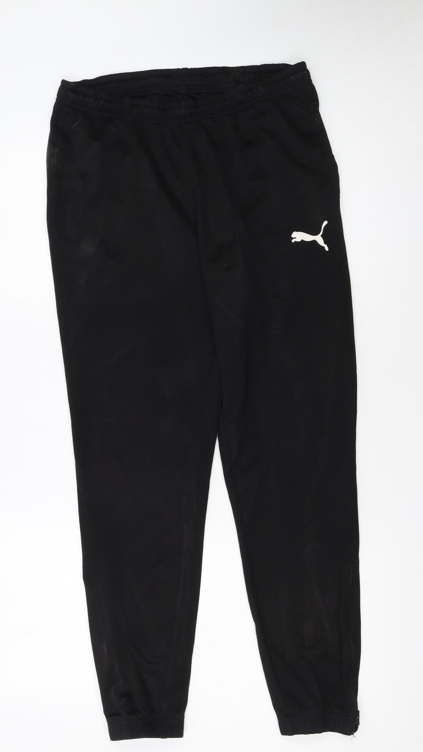 Puma Boys Black Jogger Trousers M Elastic Waist Activewear
