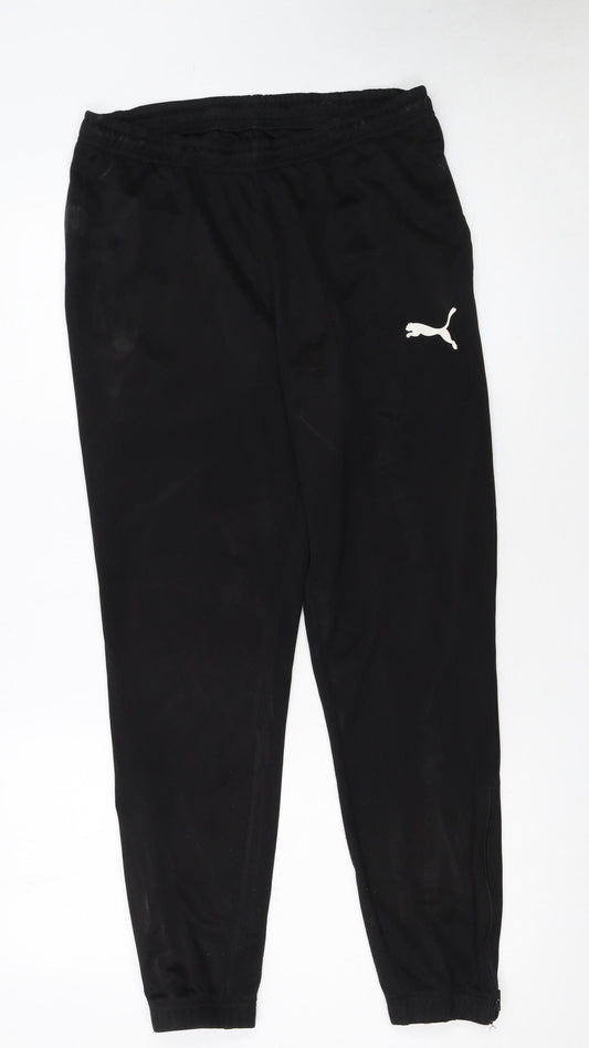 Puma Boys Black Jogger Trousers M Elastic Waist Activewear