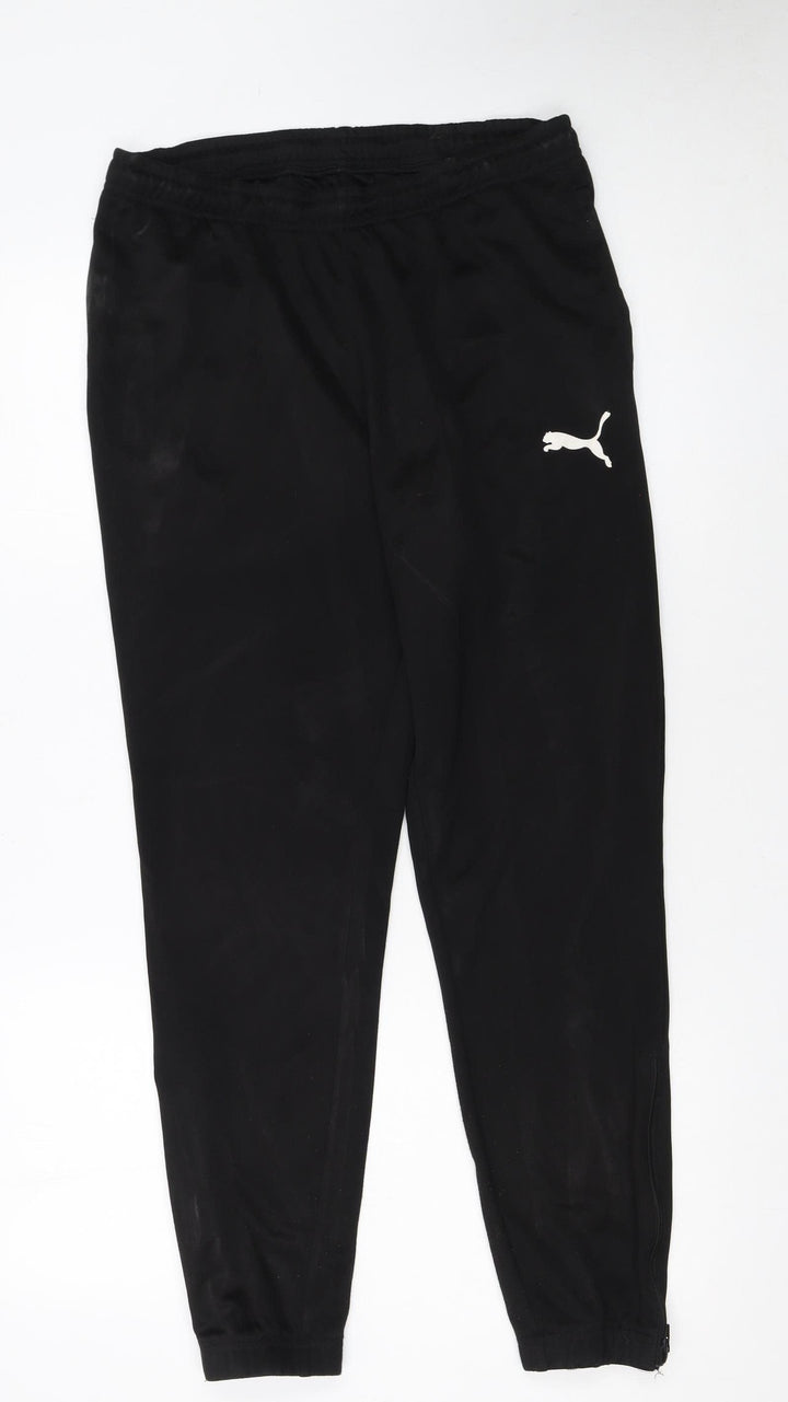 Puma Boys Black Jogger Trousers M Elastic Waist Activewear