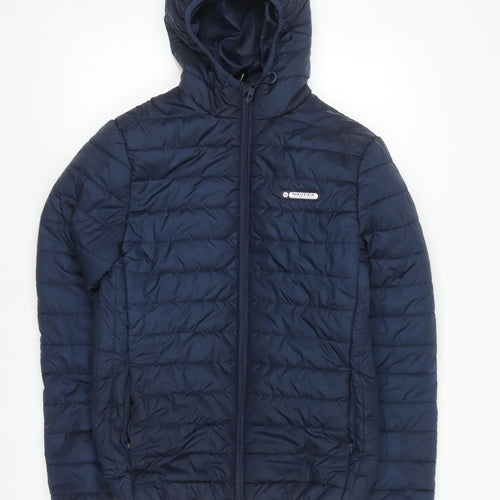 Nautica Men’s Blue Puffer Jacket S Hooded Quilted Winter Coat