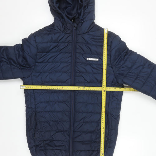 Nautica Men’s Blue Puffer Jacket S Hooded Quilted Winter Coat