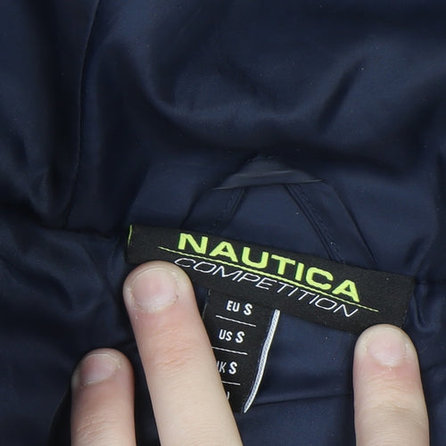 Nautica Men’s Blue Puffer Jacket S Hooded Quilted Winter Coat