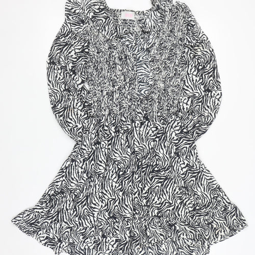 Savida Women’s Black Zebra Print Long Sleeve Skater Dress Size 10