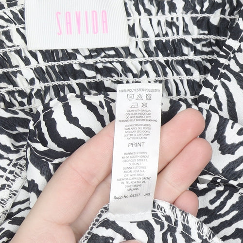 Savida Women’s Black Zebra Print Long Sleeve Skater Dress Size 10