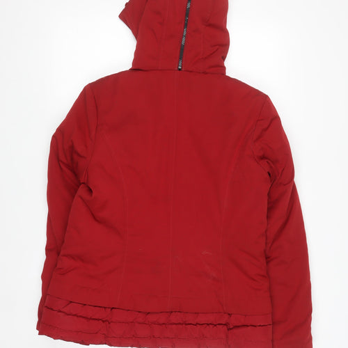 Attentif Women Red Hooded Puffer Jacket Size 12 Lined Winter Coat