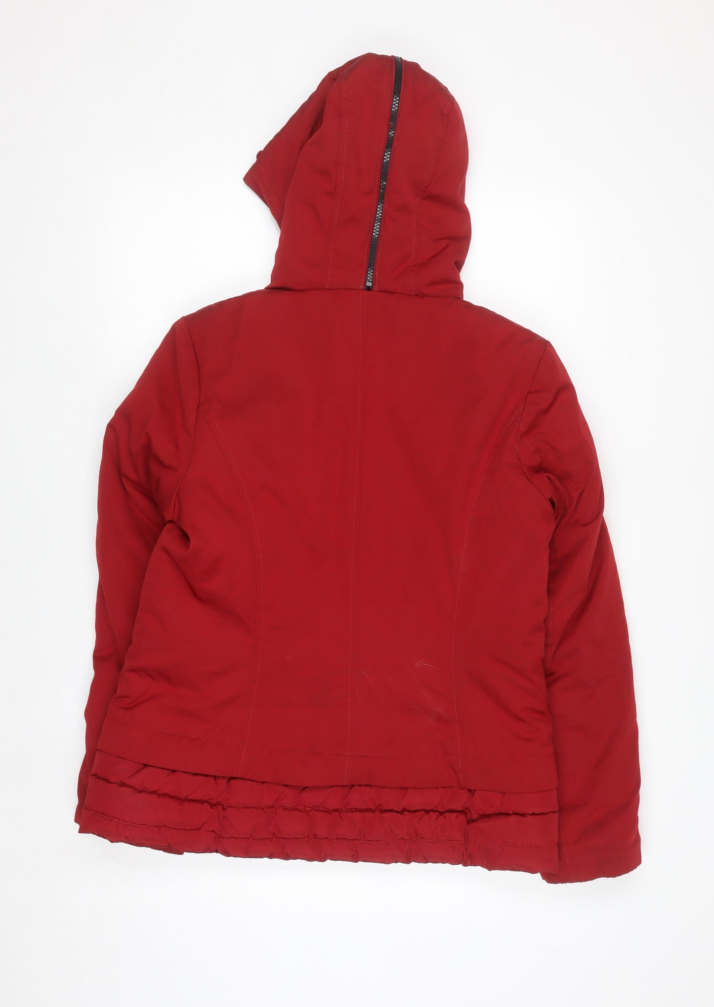 Attentif Women Red Hooded Puffer Jacket Size 12 Lined Winter Coat