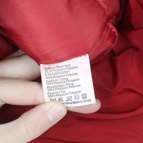 Attentif Women Red Hooded Puffer Jacket Size 12 Lined Winter Coat