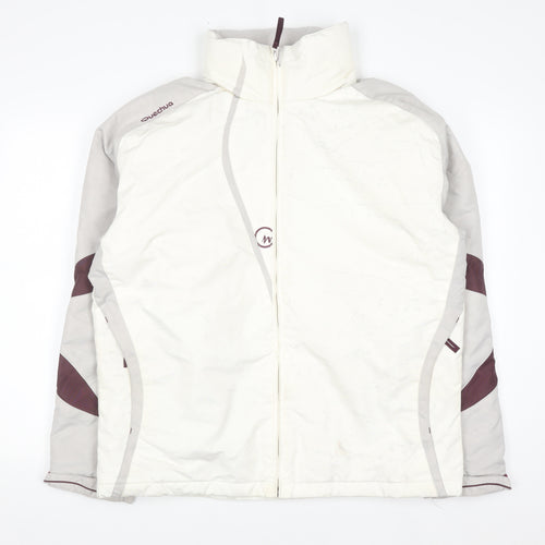 Quechua Womens White Ski Jacket Size 16 Full Zip Winter Coat