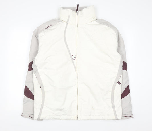 Quechua Womens White Ski Jacket Size 16 Full Zip Winter Coat