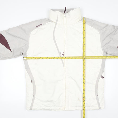 Quechua Womens White Ski Jacket Size 16 Full Zip Winter Coat