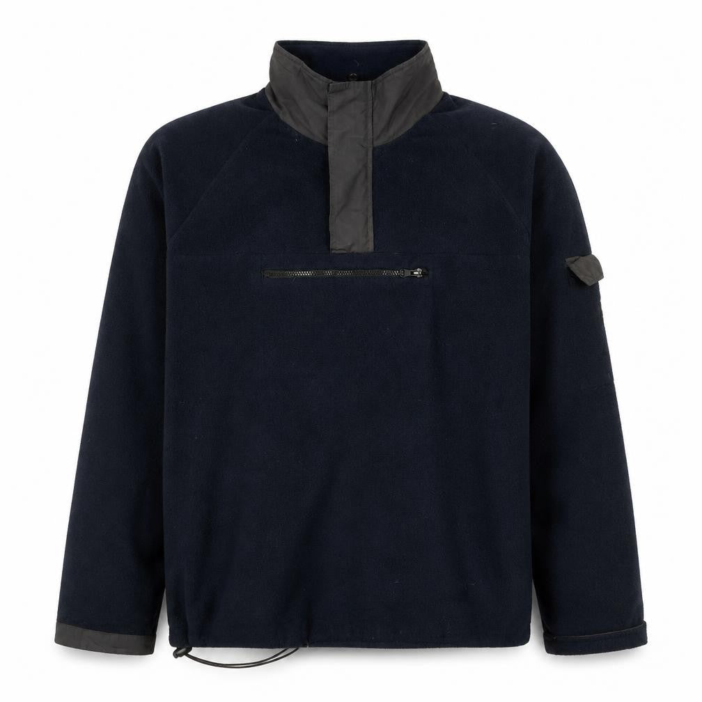 Front view of Pepe Jeans Men’s Blue Fleece 1/4 Zip Sweatshirt, size L