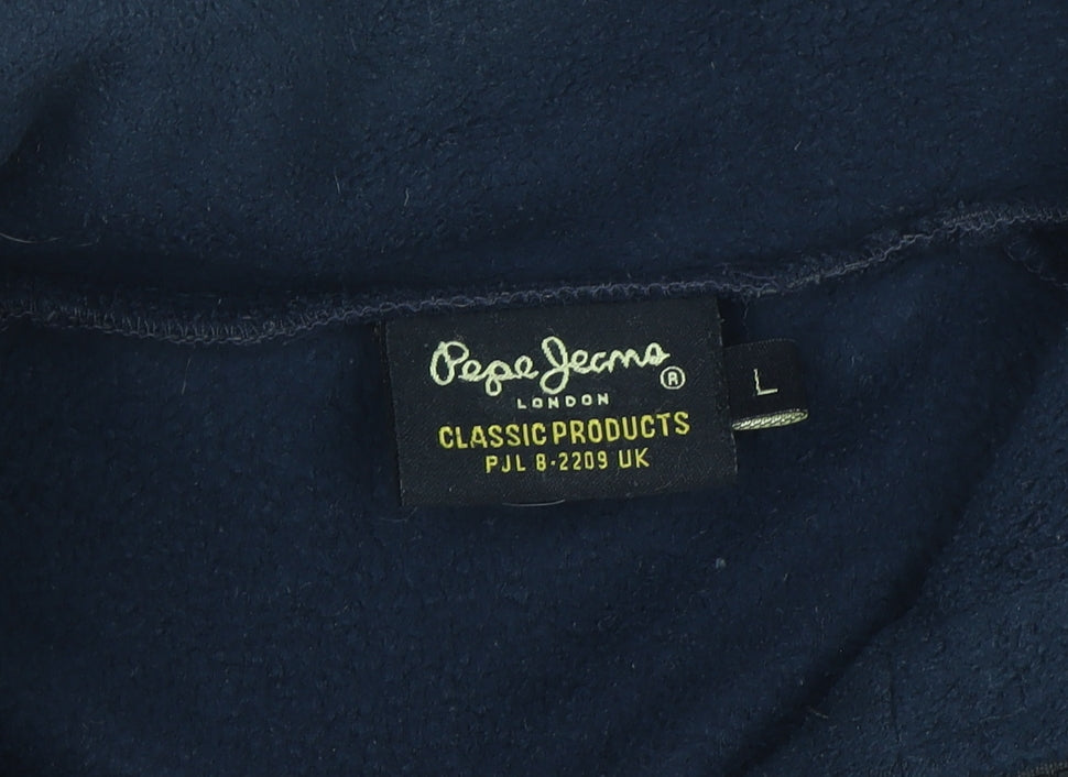 Pepe Jeans Men’s Blue Fleece 1/4 Zip Sweatshirt Size L