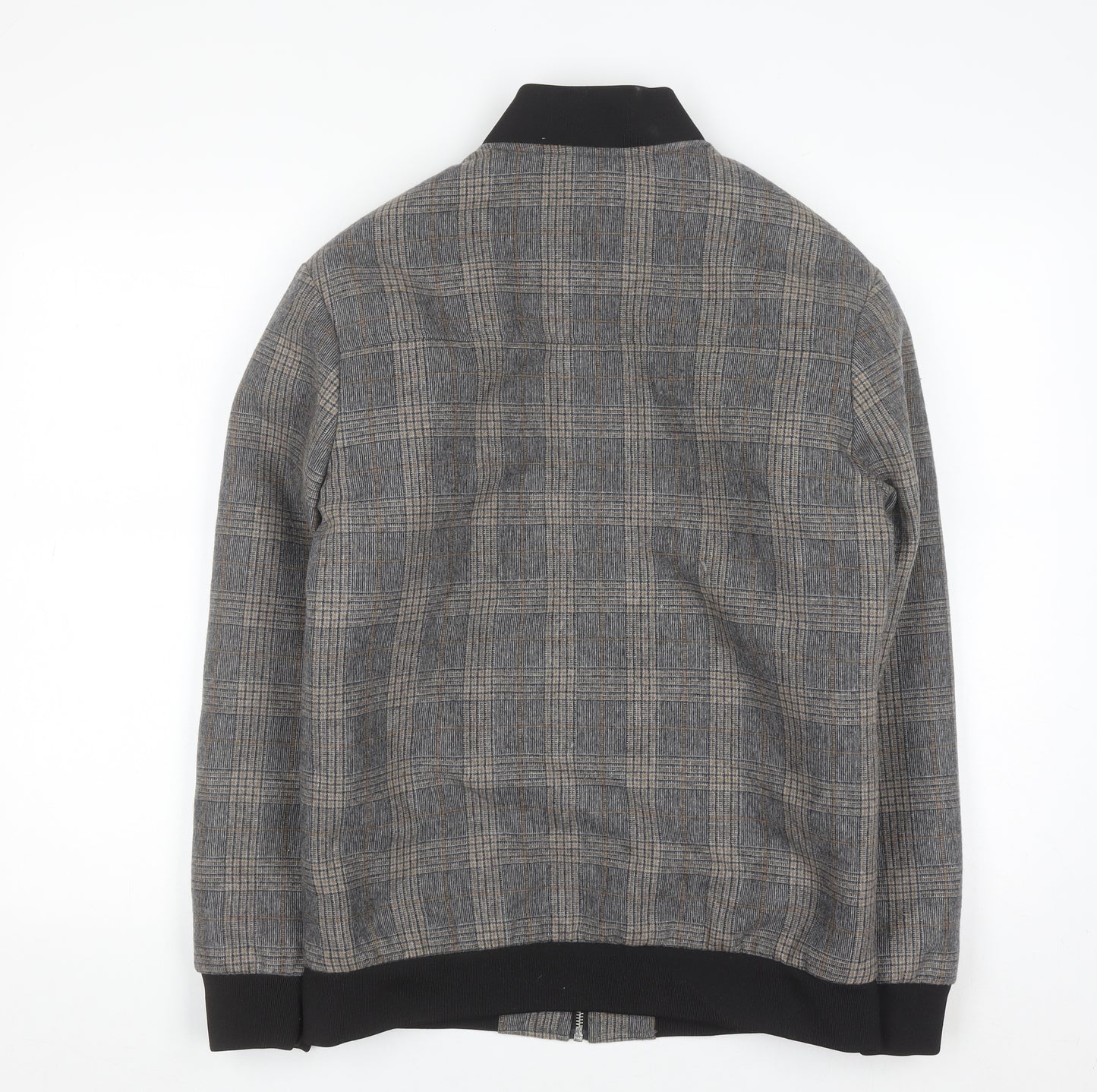 Paul Calvin Men's Grey Checked Wool Blend Bomber Jacket XS