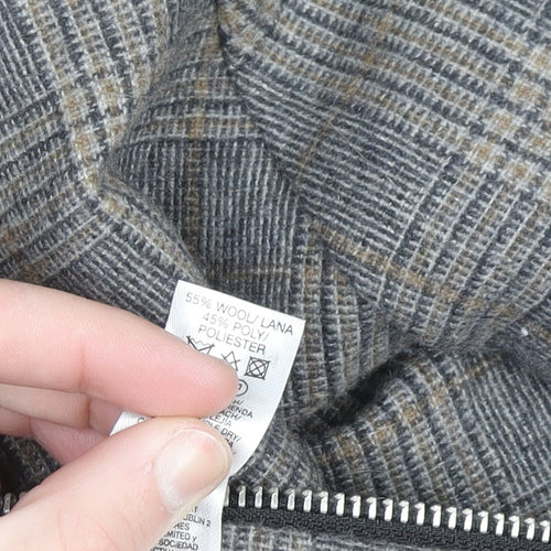 Paul Calvin Men's Grey Checked Wool Blend Bomber Jacket XS