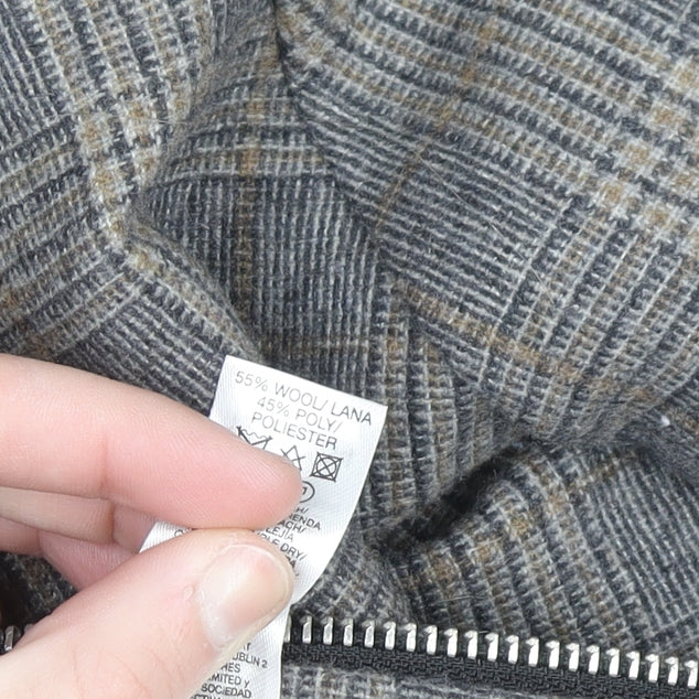 Paul Calvin Men's Grey Checked Wool Blend Bomber Jacket XS