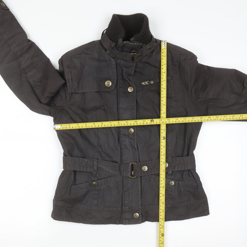 MNG Womens Black Belted Casual Jacket XL Cotton Lined Winter Coat