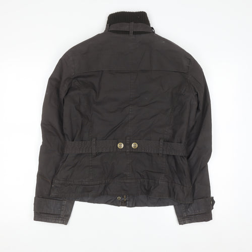 MNG Womens Black Belted Casual Jacket XL Cotton Lined Winter Coat